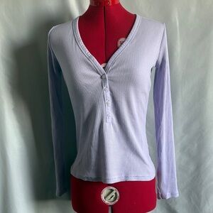 George Light Purple V-Neck Ribbed Blouse SM89